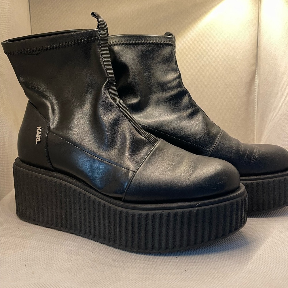 Karl Lagerfeld Leather Platform Fashion Boots